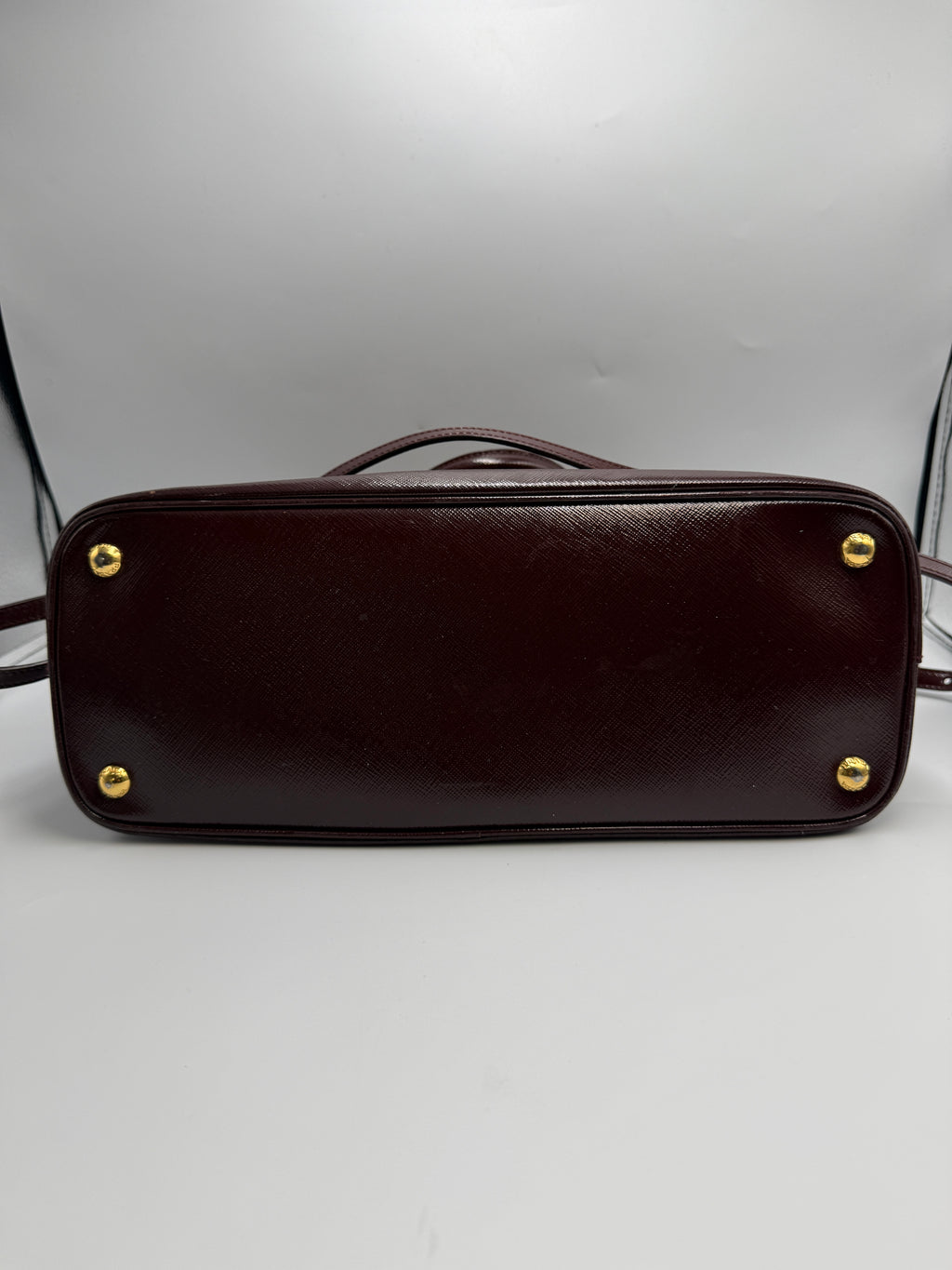 Prada Saffiano Lux Medium Promenade Dome Satchel (Granato / Burgundy)