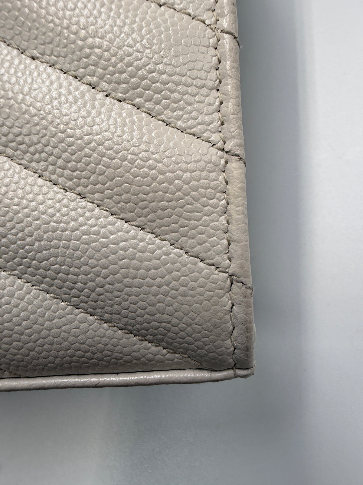 Saint Laurent Cassandre Envelope Chain Wallet / Shoulder Bag in Light Greige Matelassé Leather