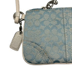 Vintage Coach Signature Jacquard Demi Wristlet Clutch – Light Blue & White