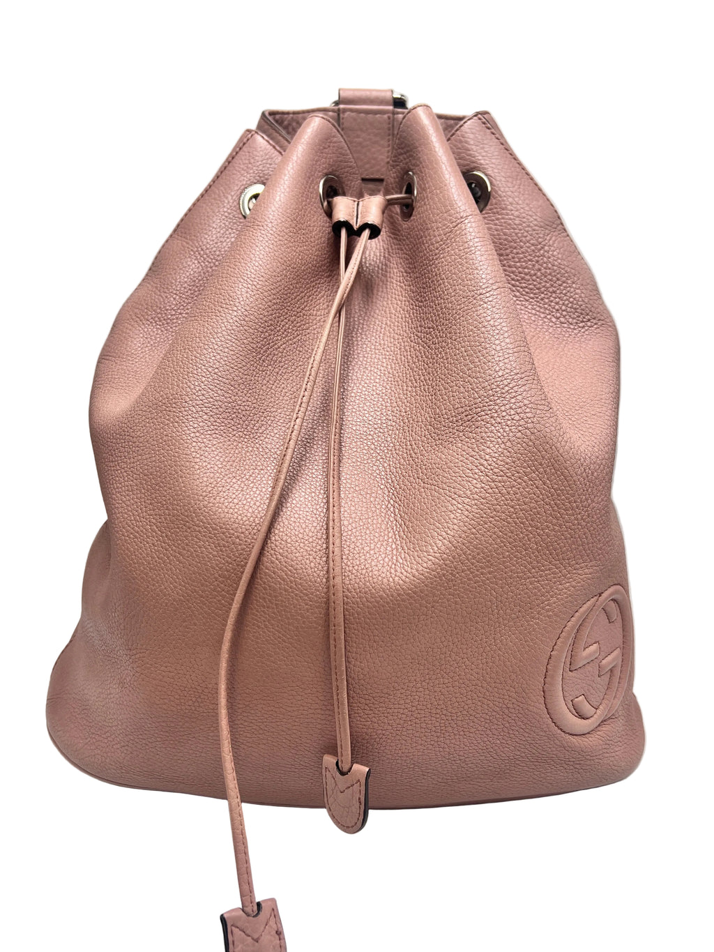 Gucci Soho Leather Drawstring Bucket Backpack Pink