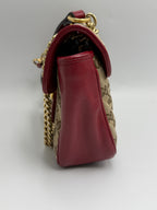 Gucci GG Marmont Small Shoulder Bag in Original GG Canvas with Red Leather Trim