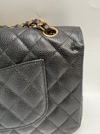 Chanel Small Classic Double Flap Bag Black Caviar Leather Gold Hardware
