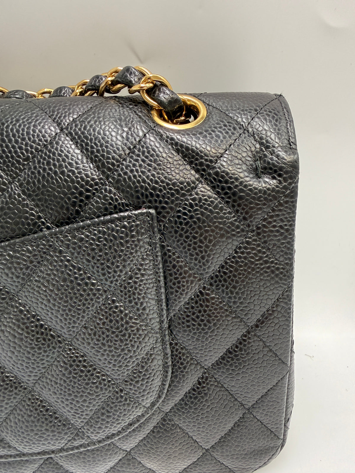 Chanel Small Classic Double Flap Bag Black Caviar Leather Gold Hardware