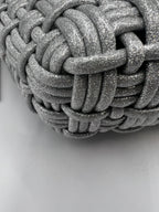 Balenciaga Silver Woven Glitter Basket Bag