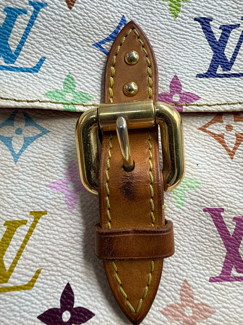 Louis Vuitton x Takashi Murakami Vintage Monogram Multicolore Hudson GM in Blanc