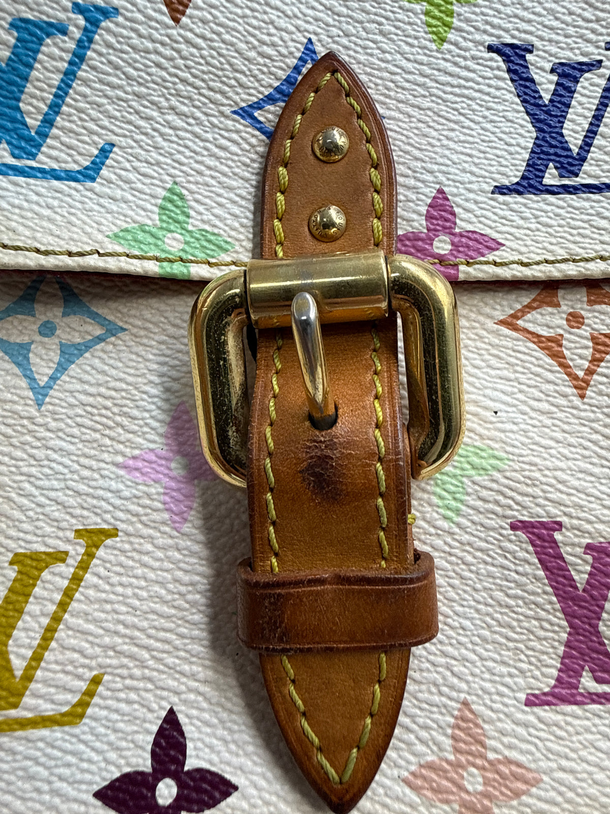 Louis Vuitton x Takashi Murakami Vintage Monogram Multicolore Hudson GM in Blanc