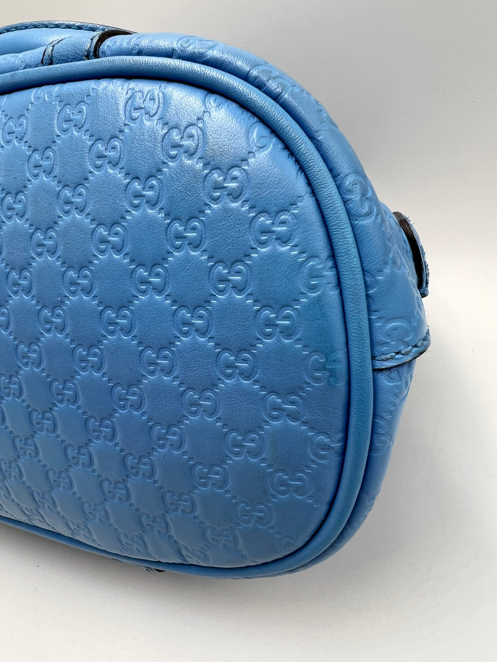 Gucci Micro Guccissima Small Dome Bag in Bright Blue Calfskin Leather
