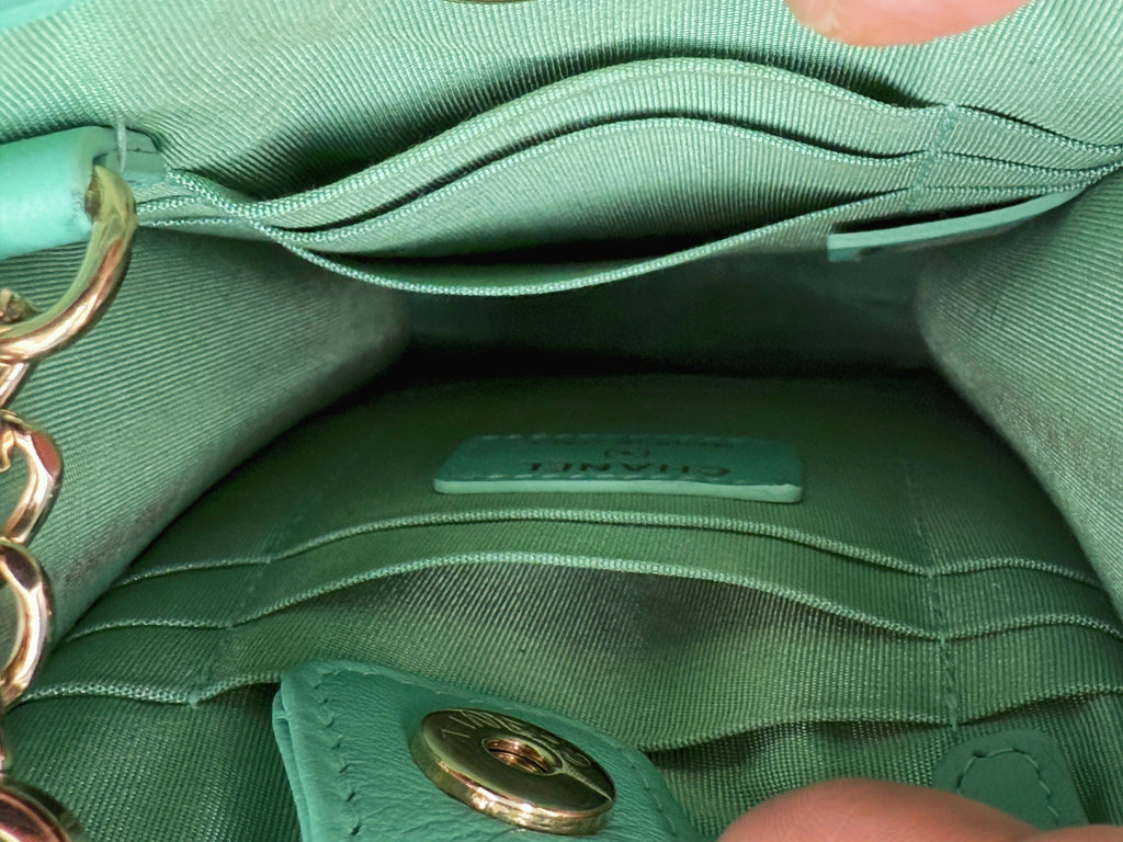 Chanel Green Tweed Clutch