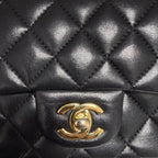 Chanel Classic Square Mini Flap Bag in Black Lambskin with Gold Hardware