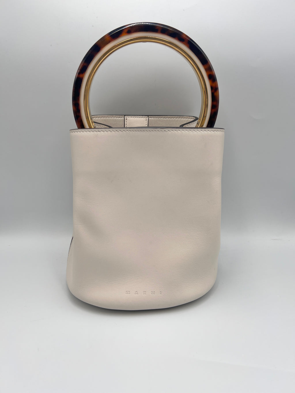Marni White Bucket Bag with Tortoiseshell Handle