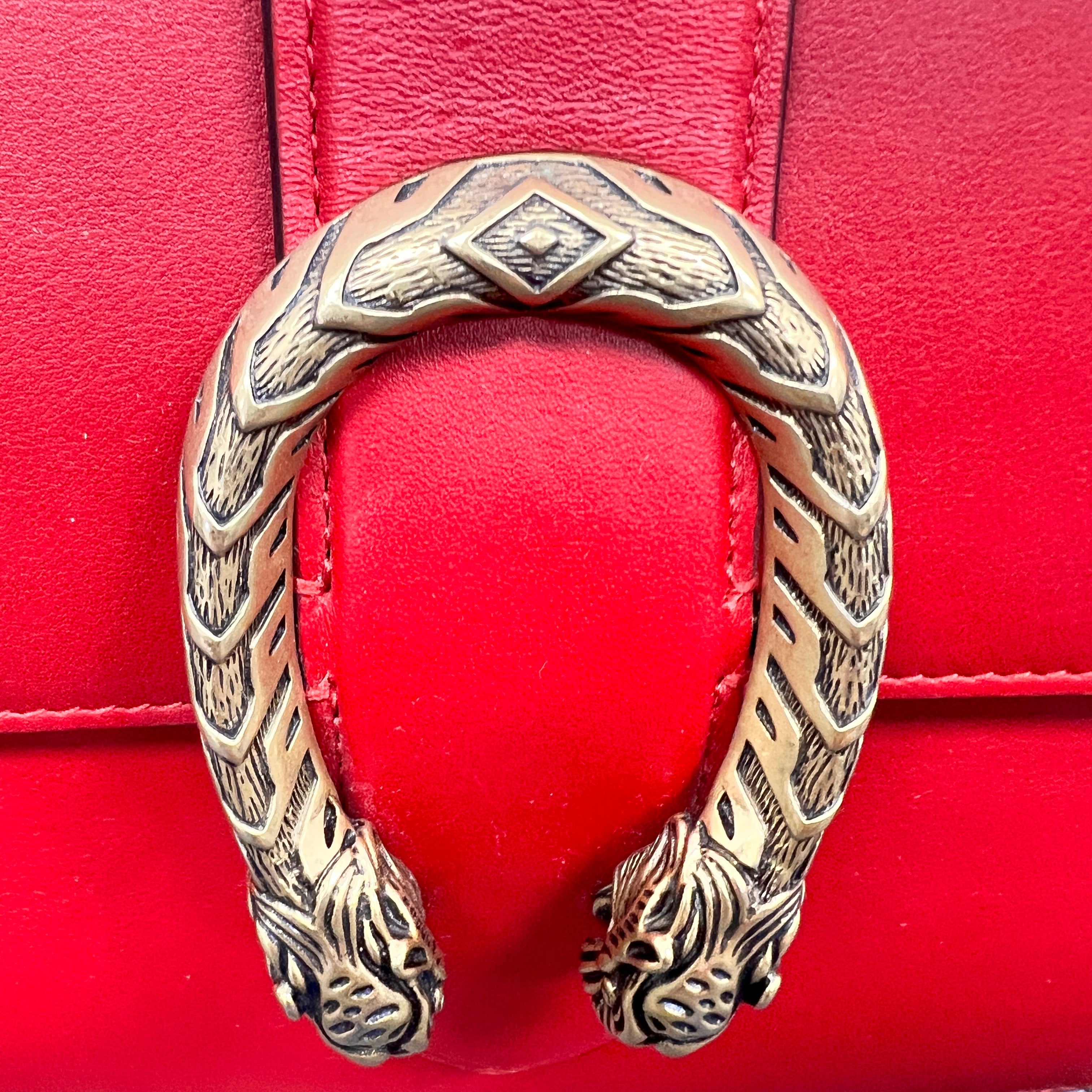 Gucci Dionysus Bamboo Top Handle Bag – Hibiscus Red Leather with Web Strap