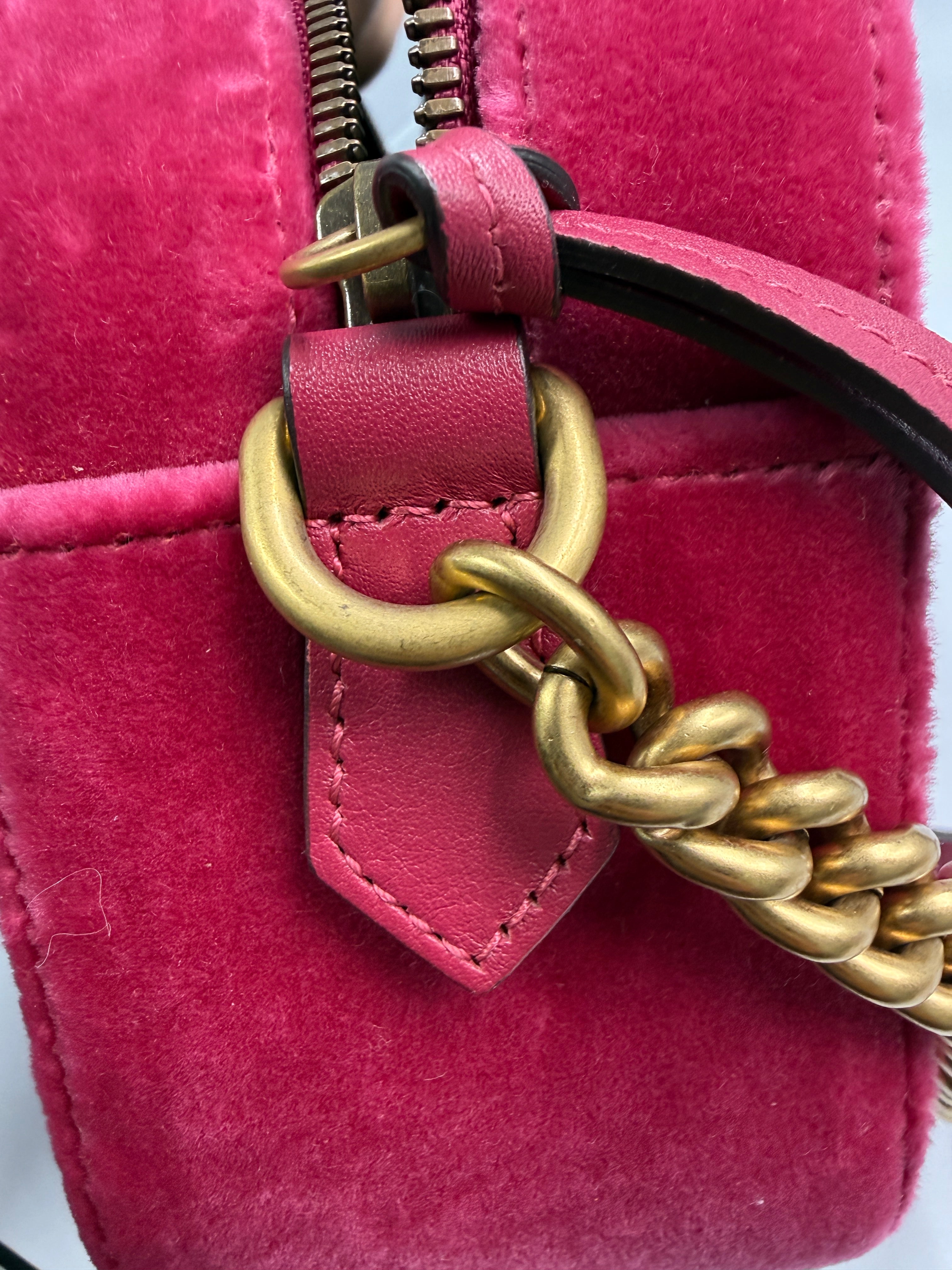 Gucci Velvet Matelass Small GG Marmont Camera Bag