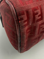Fendi Vintage Zucca Jacquard Canvas Cylindrical Shoulder Bag in Burgundy Red