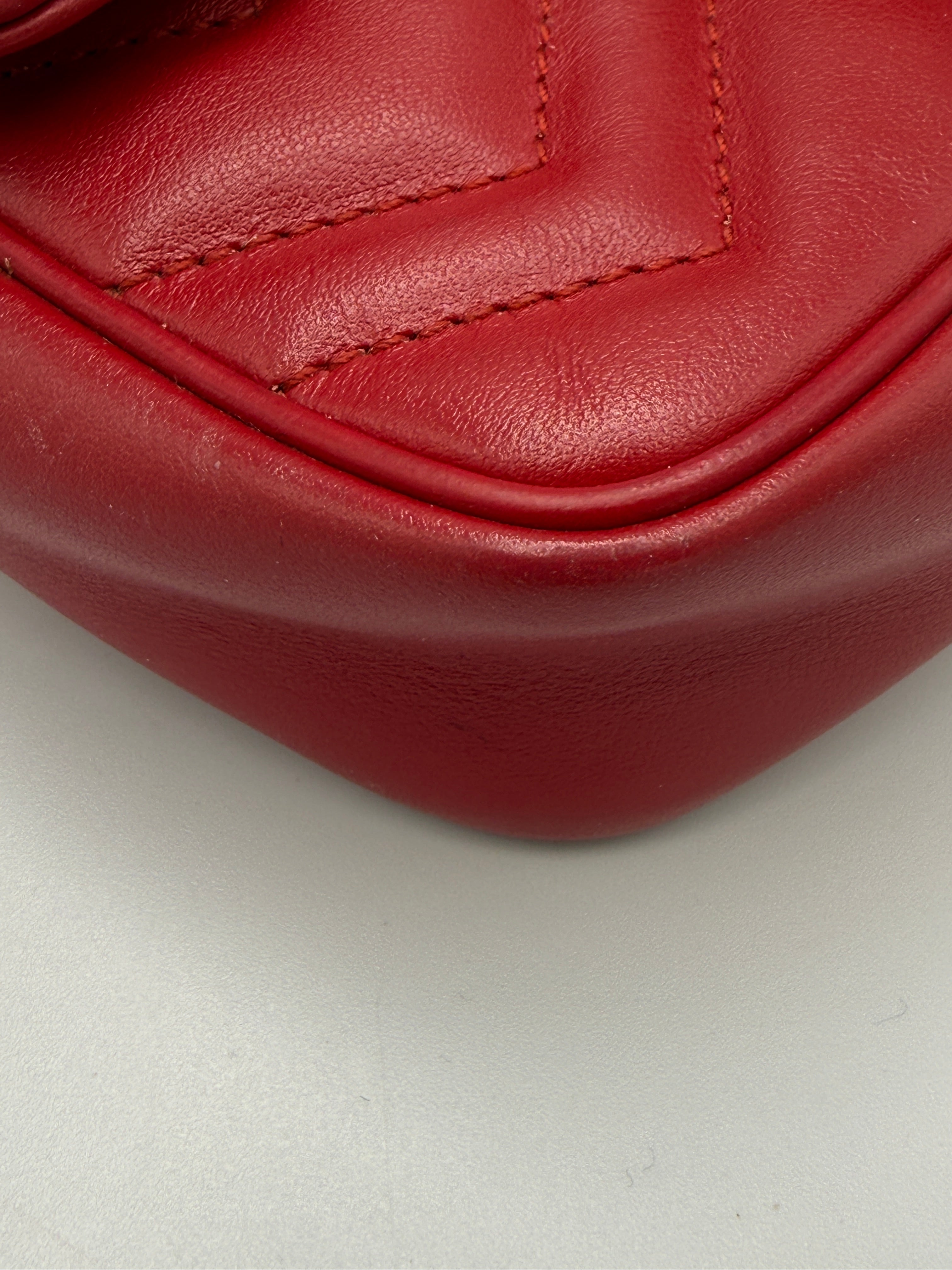 Gucci GG Marmont Super Mini Bag - Red Matelassé Leather