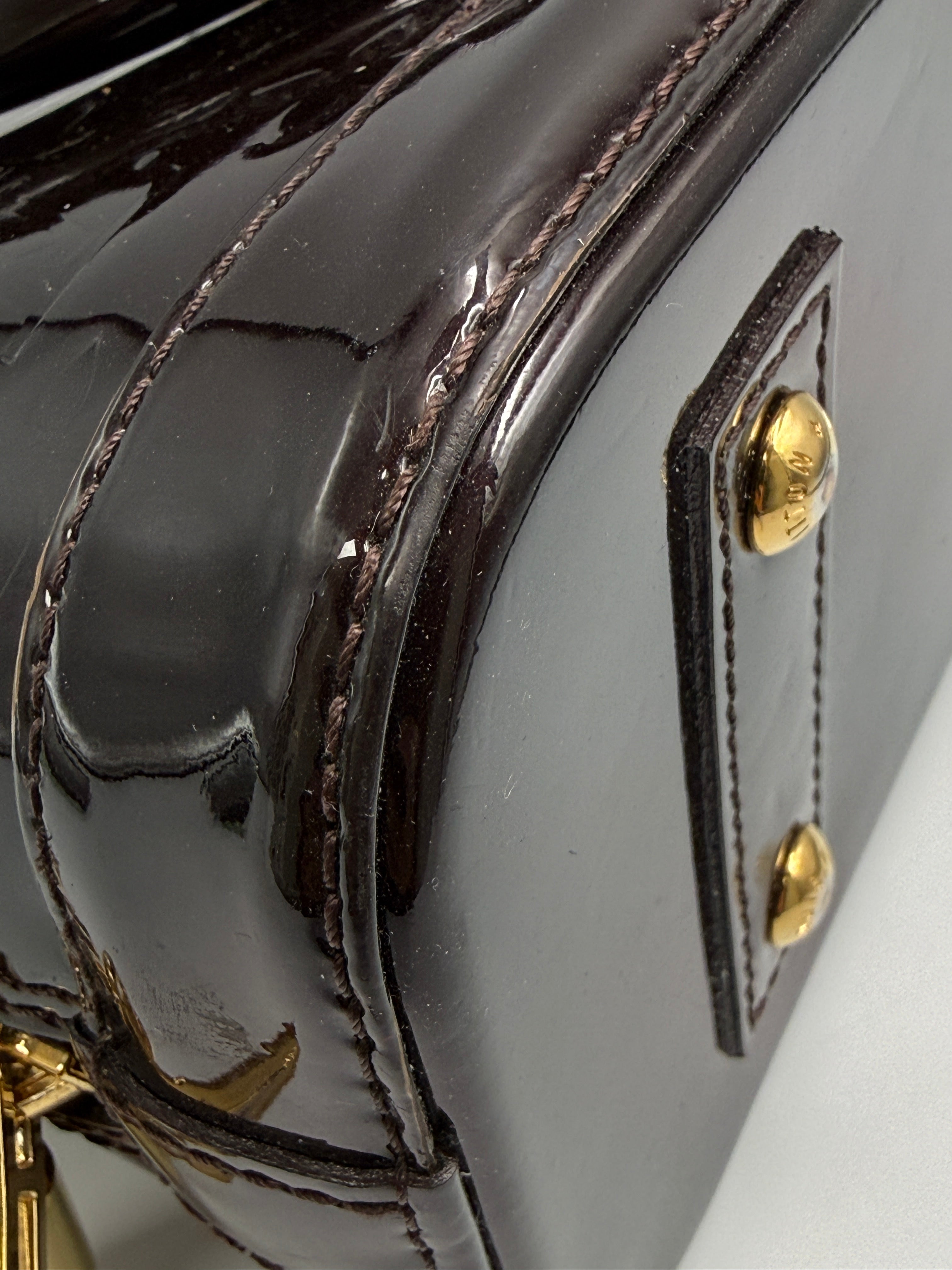 Louis Vuitton Alma BB Burgundy Monogram (2017) Vernis Patent Leather Handbag
