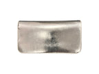 Vintage Gucci Metallic Silver Leather Mirror Clutch Bag with Bow Detail
