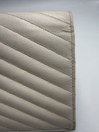 Saint Laurent Cassandre Envelope Chain Wallet / Shoulder Bag in Light Greige Matelassé Leather