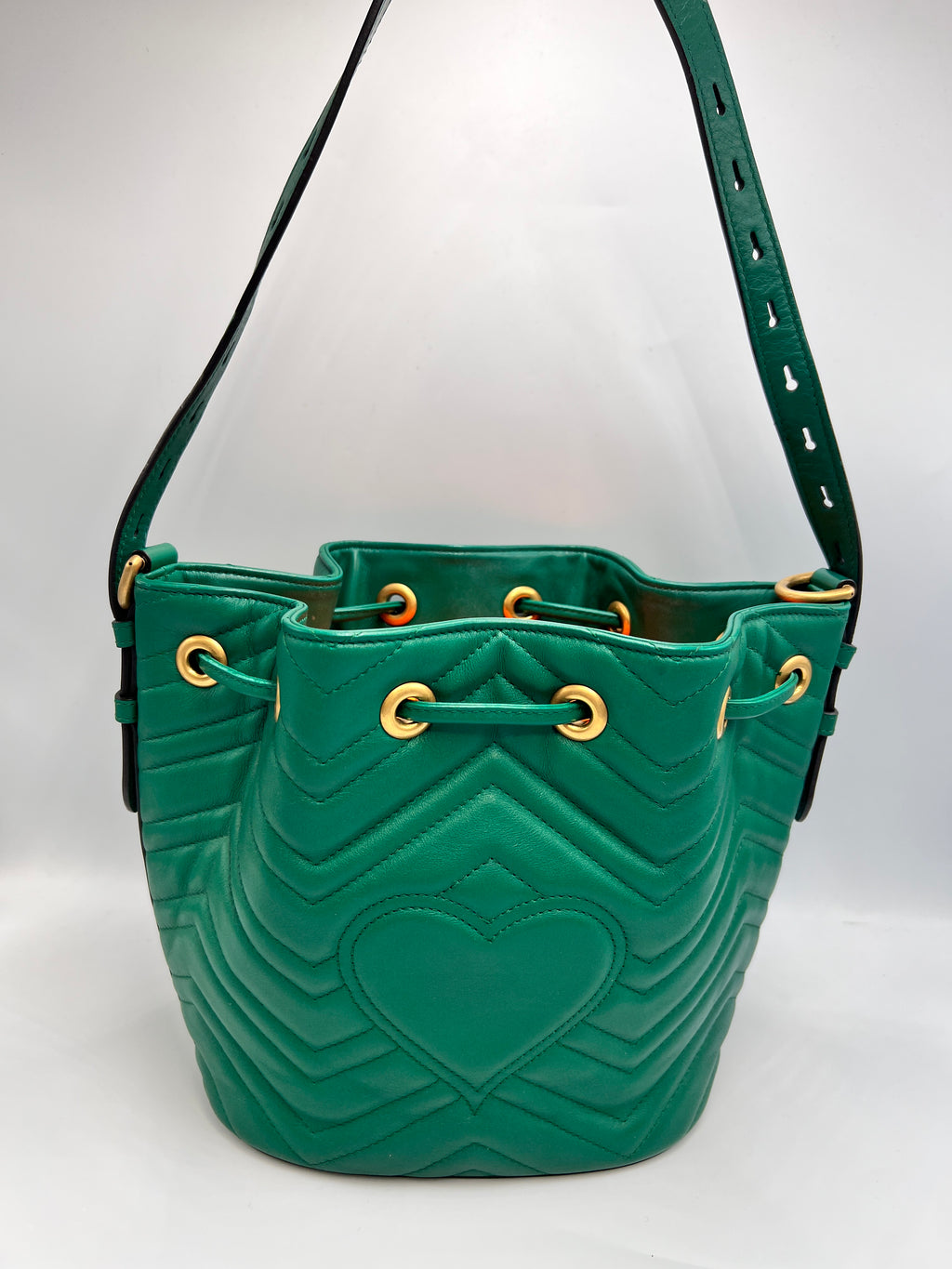 Gucci GG Marmont Matelassé Leather Bucket Bag Green