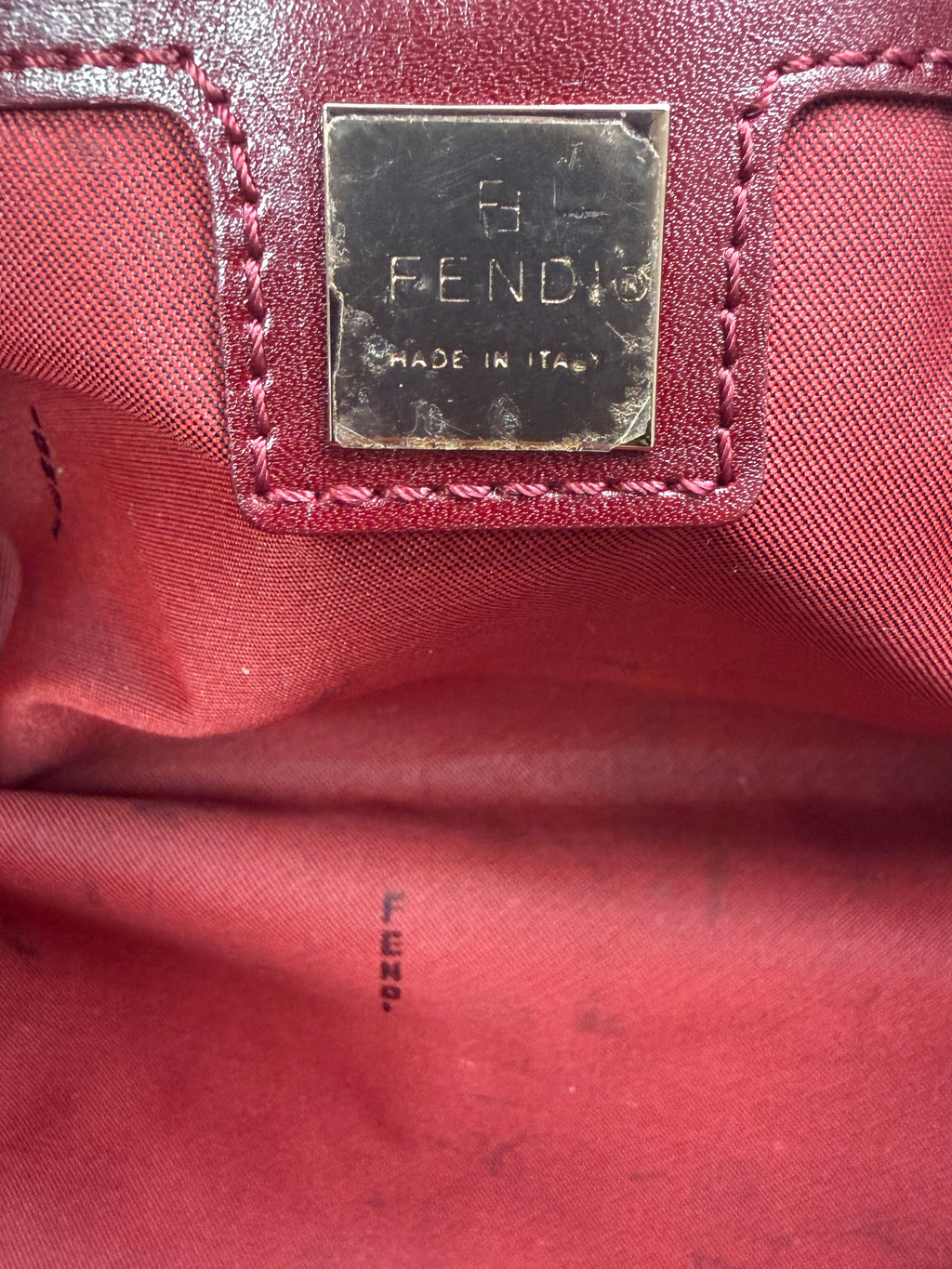 Fendi Vintage Zucca Jacquard Canvas Cylindrical Shoulder Bag in Burgundy Red