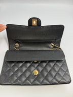 Chanel Small Classic Double Flap Bag Black Caviar Leather Gold Hardware