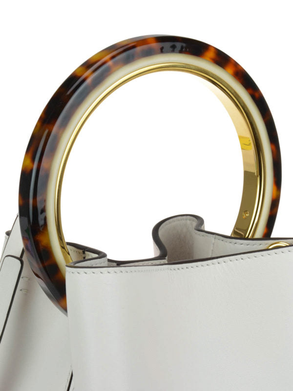 Marni White Bucket Bag with Tortoiseshell Handle