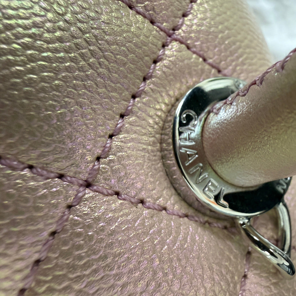 Chanel Coco Handle Mini in Iridescent Metallic Pink Caviar Leather