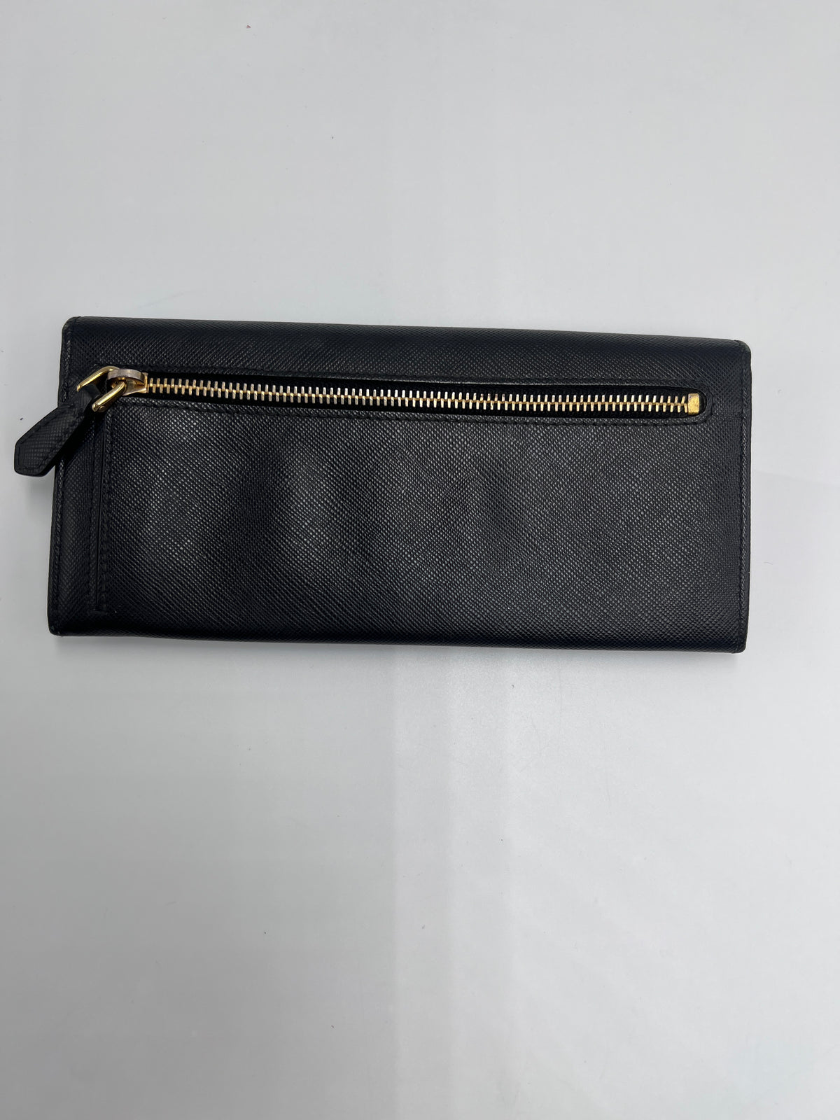 Prada Saffiano Metal Leather Continental Flap Wallet in Black (Nero)