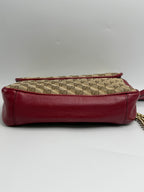 Gucci GG Marmont Small Shoulder Bag in Original GG Canvas with Red Leather Trim