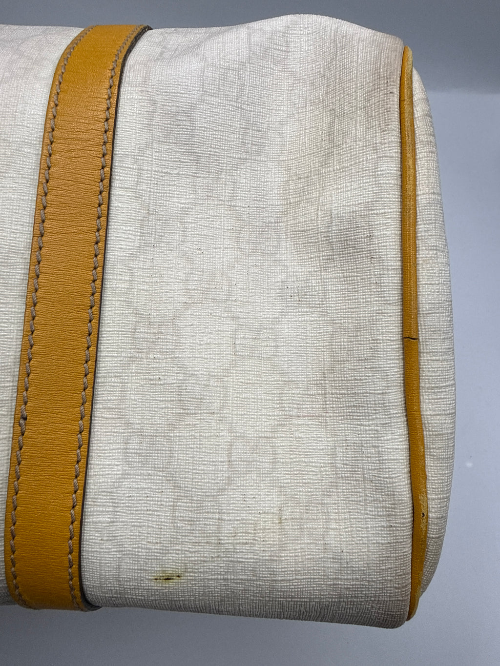 Gucci Joy Boston GG Plus Canvas Satchel with Yellow Leather Trim