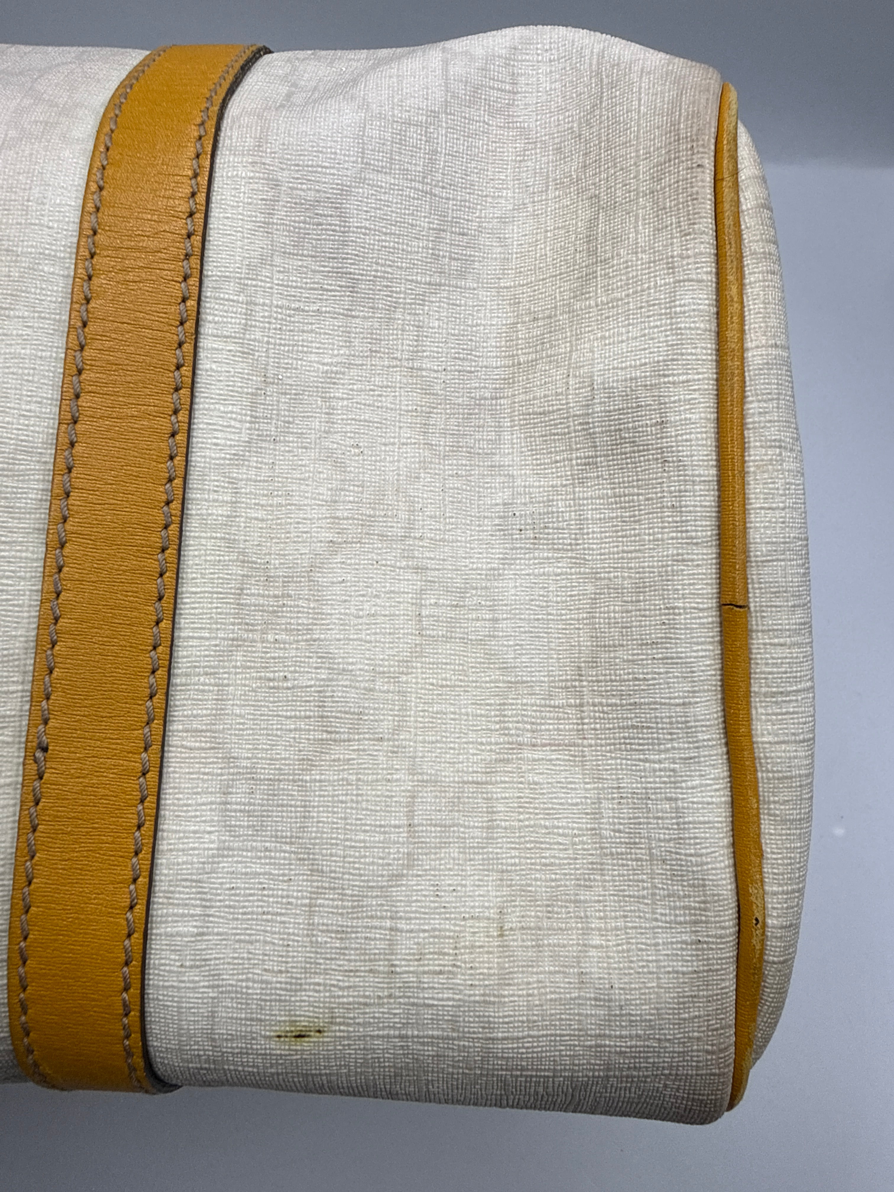 Gucci Joy Boston GG Plus Canvas Satchel with Yellow Leather Trim