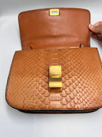 Celine Classic Box Bag in Tan Python Leather with Gold-Tone Hardware