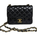 Chanel Classic Square Mini Flap Bag in Black Lambskin with Gold Hardware
