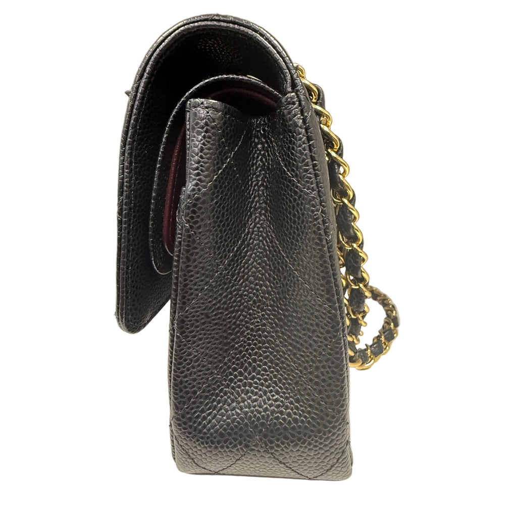 Chanel Medium Classic Double Flap Bag Black Caviar Leather Gold Hardware