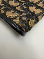 Vintage Christian Dior Trotter Oblique Canvas Clutch Bag in Navy & Beige