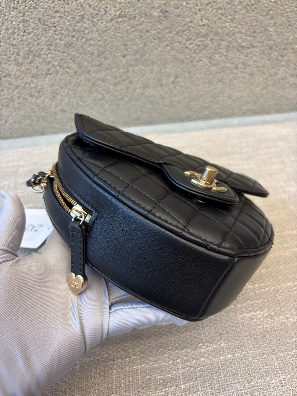 Chanel CC In Love Heart Belt Bag in Black Quilted Lambskin with Gold-Tone Hardware