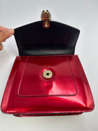 Bvlgari Serpenti Forever Metallic Top-Handle Flap Bag in Ruby Red