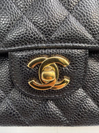 Chanel Small Classic Double Flap Bag Black Caviar Leather Gold Hardware