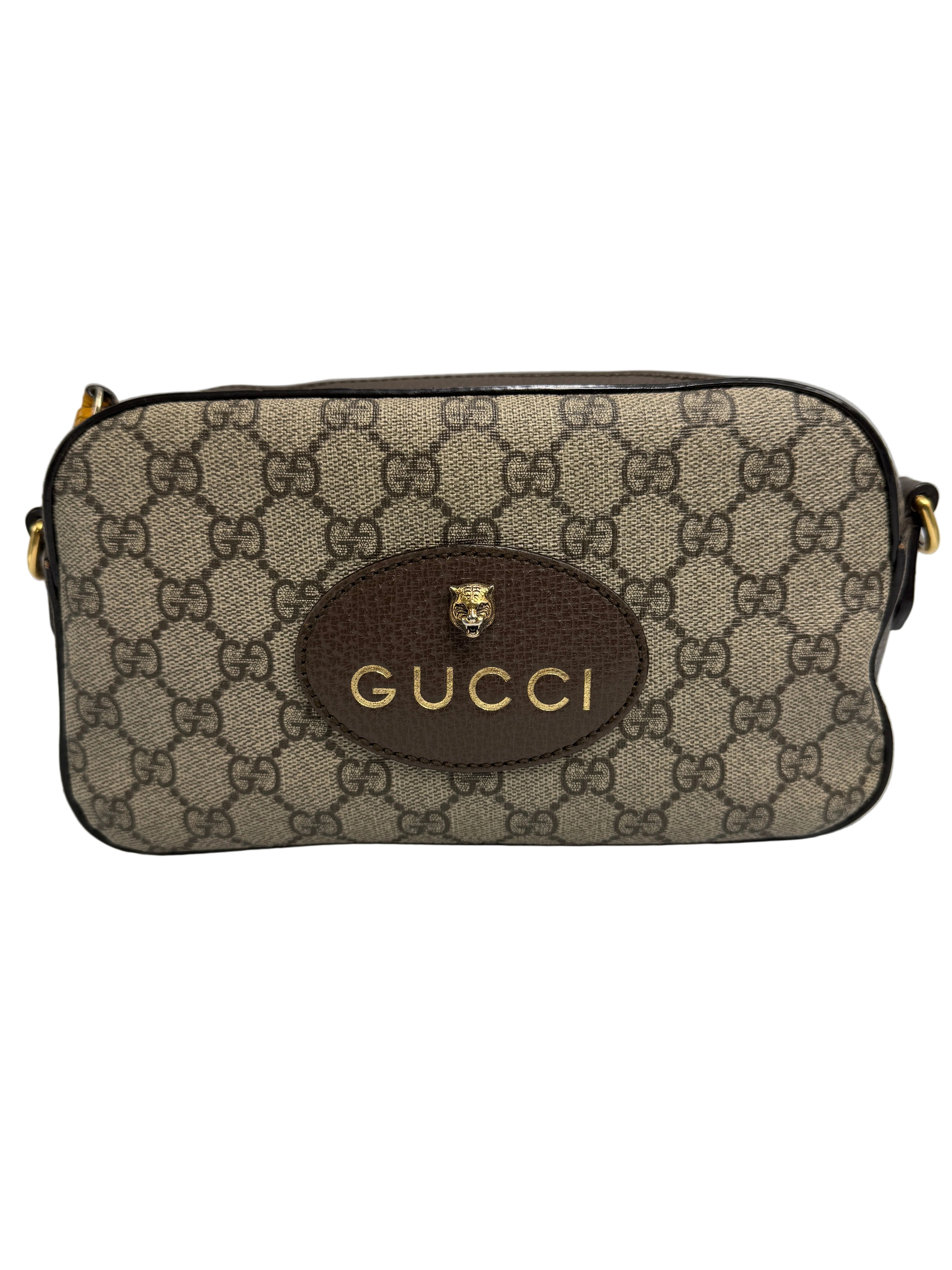 Gucci Neo Classic Feline Head Camera Bag in GG Supreme Canvas