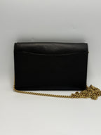 Coach Tabby Chain Clutch / Wallet on Chain with Crystal 'C' in Black Polished Pebble Leather