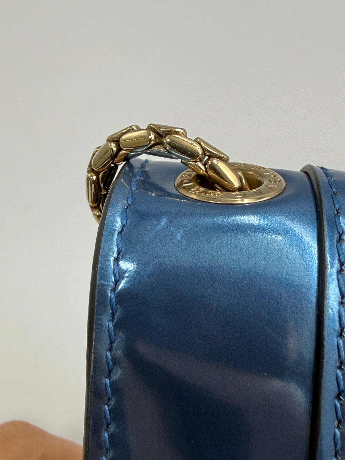 Bvlgari Serpenti Forever Metallic Calfskin Flap Bag in Electric Blue
