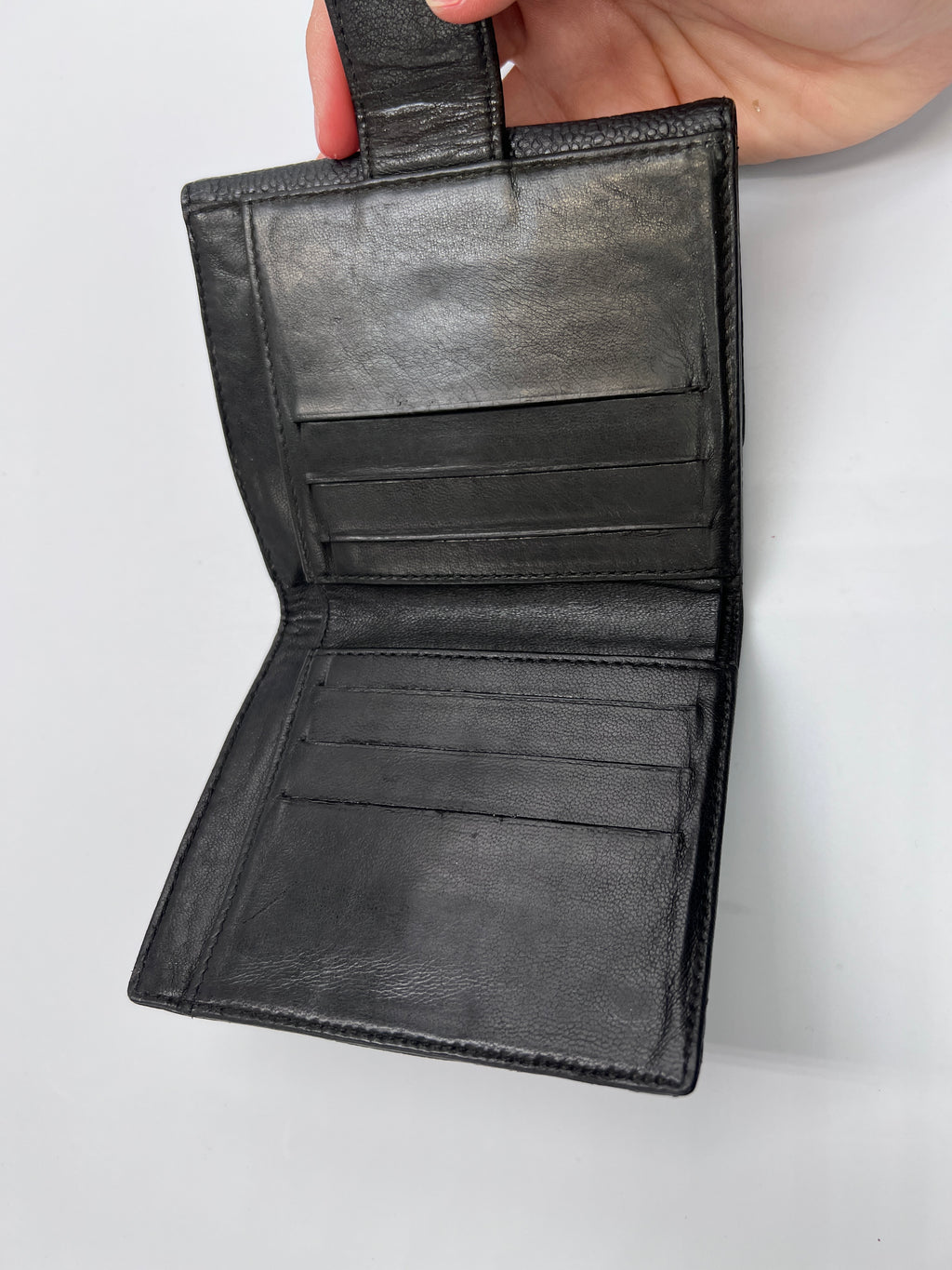Chanel Vintage Timeless CC French Purse Wallet in Black Caviar Leather