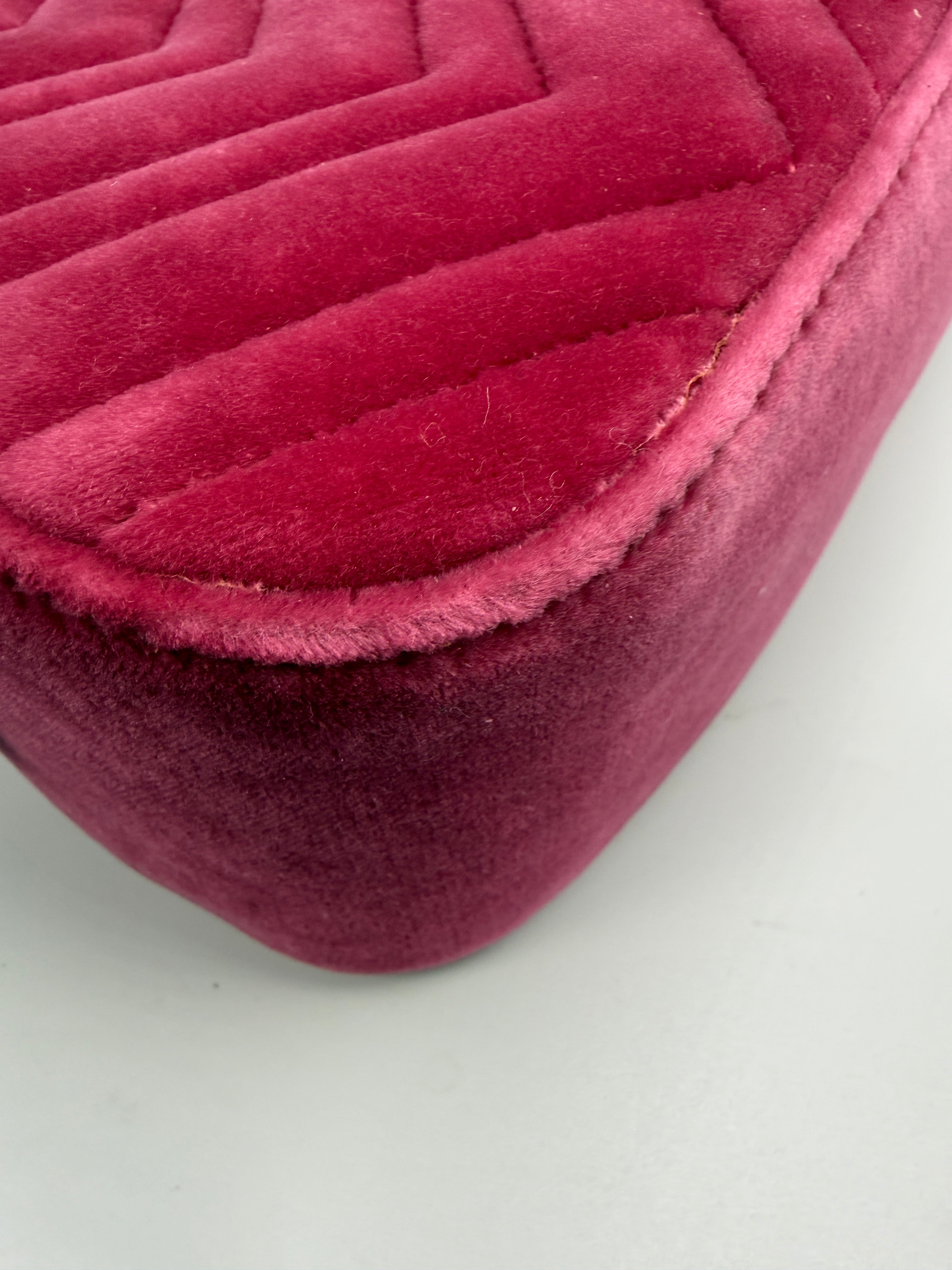 Gucci Velvet Matelass Small GG Marmont Camera Bag