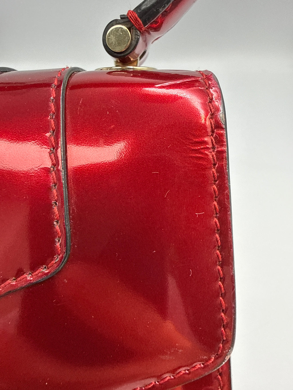 Bvlgari Serpenti Forever Metallic Top-Handle Flap Bag in Ruby Red