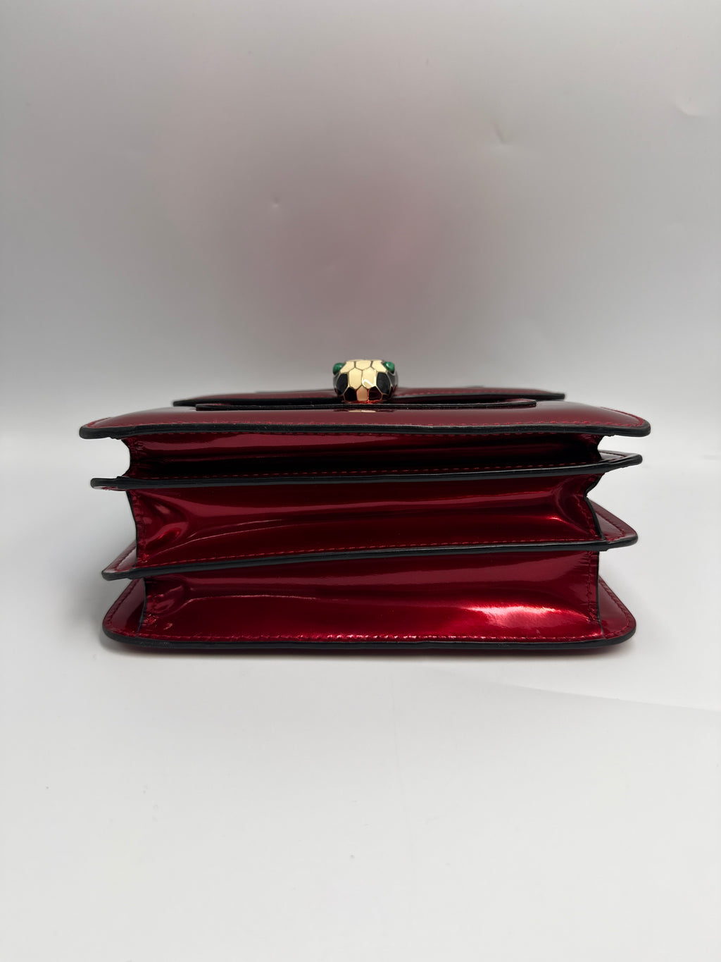 Bvlgari Serpenti Forever Metallic Top-Handle Flap Bag in Ruby Red