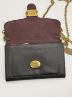 Coach Tabby Chain Clutch / Wallet on Chain with Crystal 'C' in Black Polished Pebble Leather
