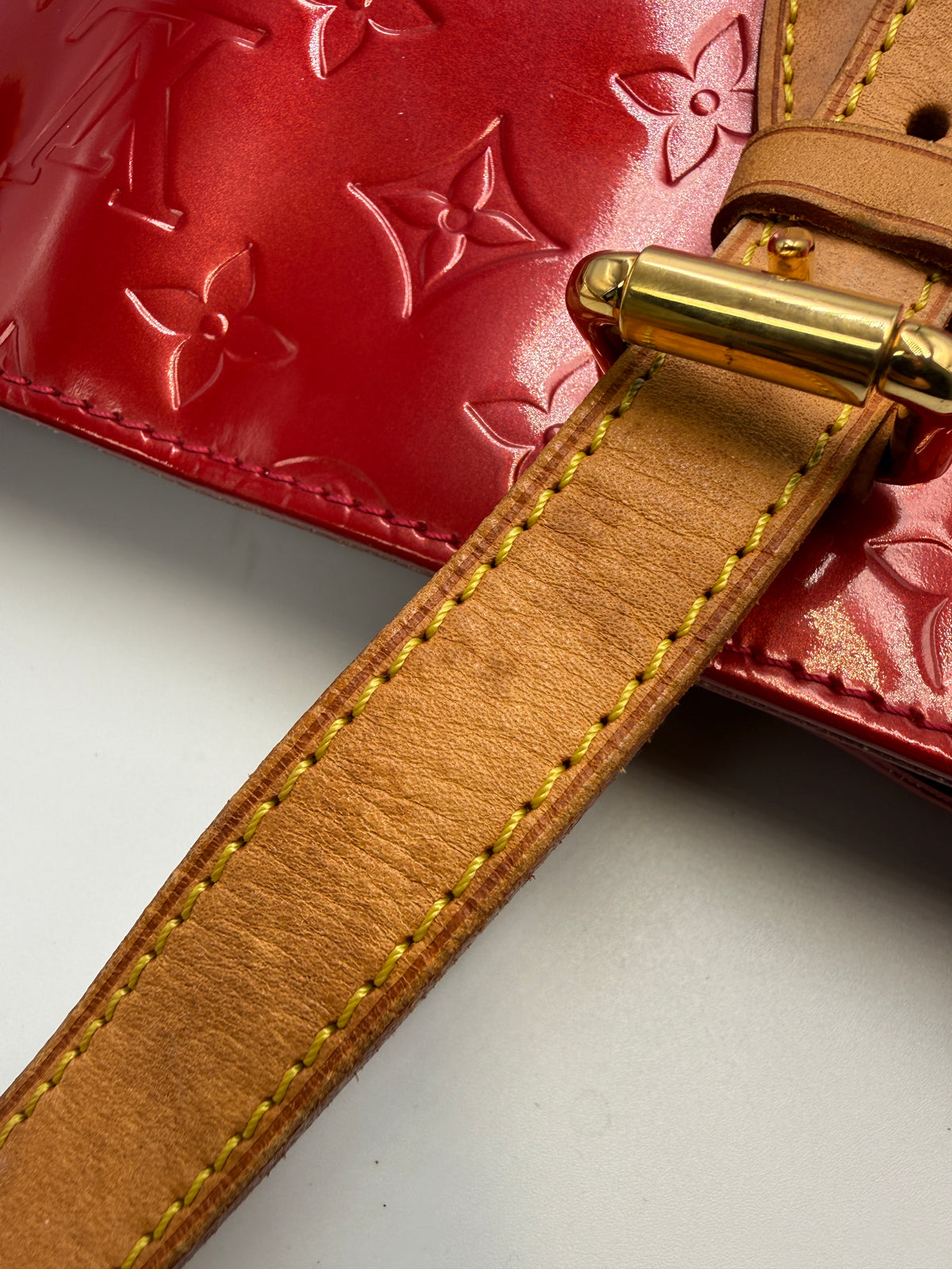 Louis Vuitton Vintage Columbus Tote in Monogram Vernis Leather (Rouge Fauviste)
