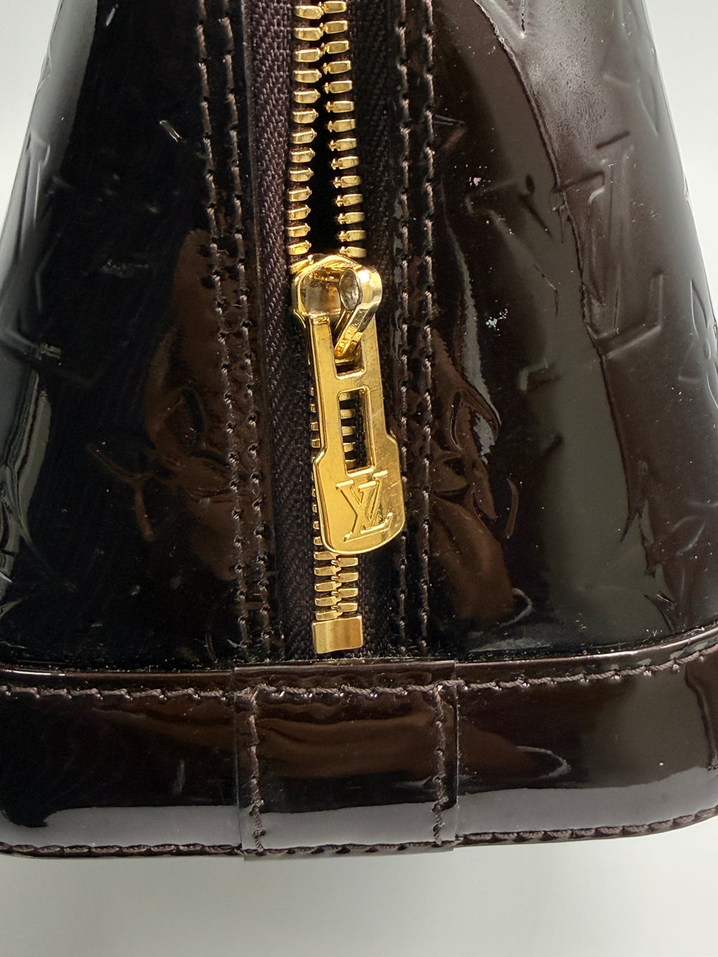 Louis Vuitton Monogram Vernis Alma PM In Burgundy