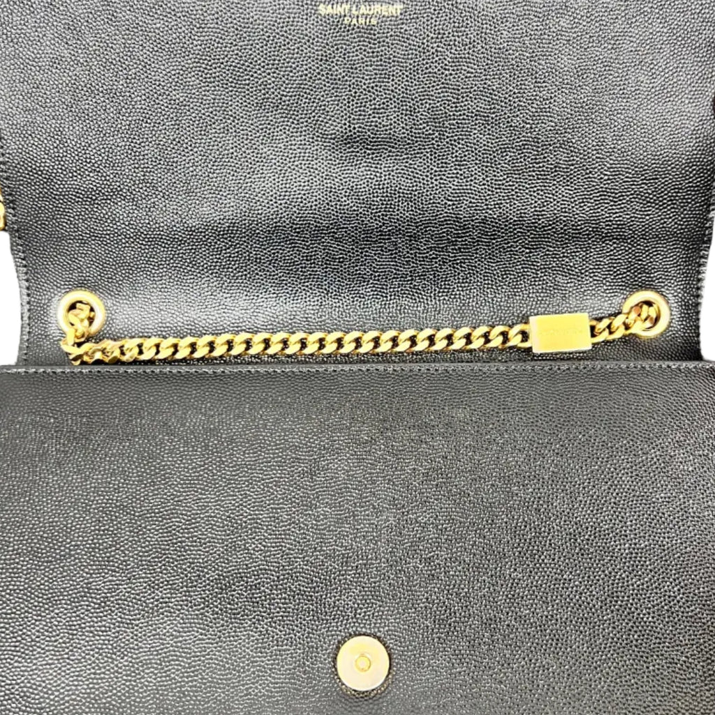 Saint Laurent Medium Kate Shoulder Bag Grain de Poudre Leather – Black & Gold