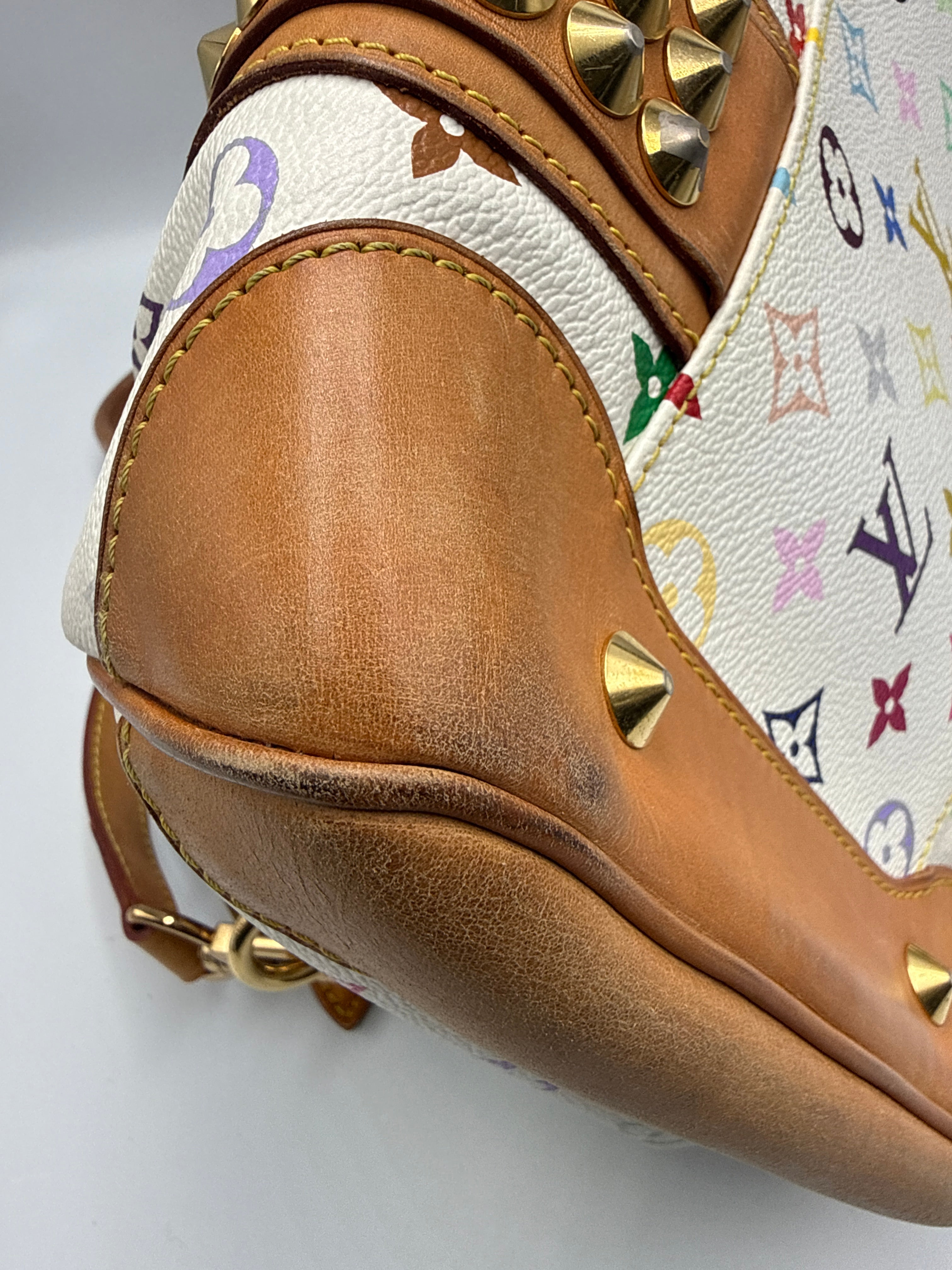Authentic Louis Vuitton x Takashi Murakami Multicolore Courtney Bag - White