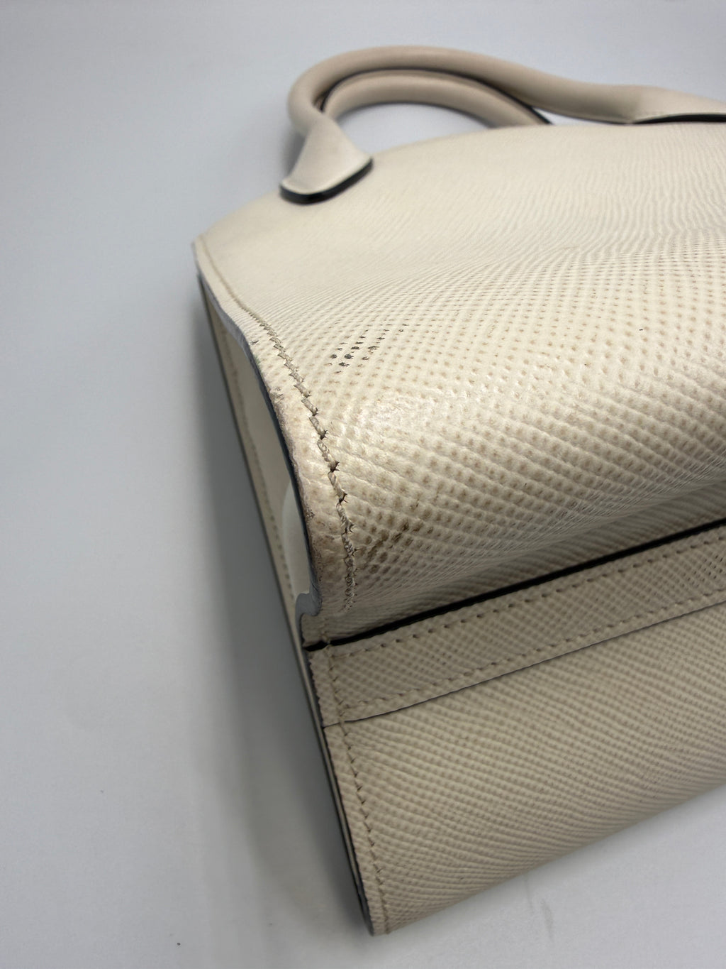 Prada Saffiano Cuir Small Double Bag (Monochrome) in Off-White / Chalk (Talco)